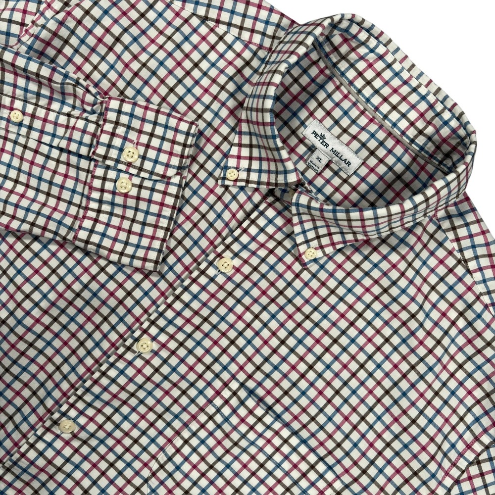 Peter Millar Crown Lite Performance Shirt Mens XL Multicolor Check Button Down